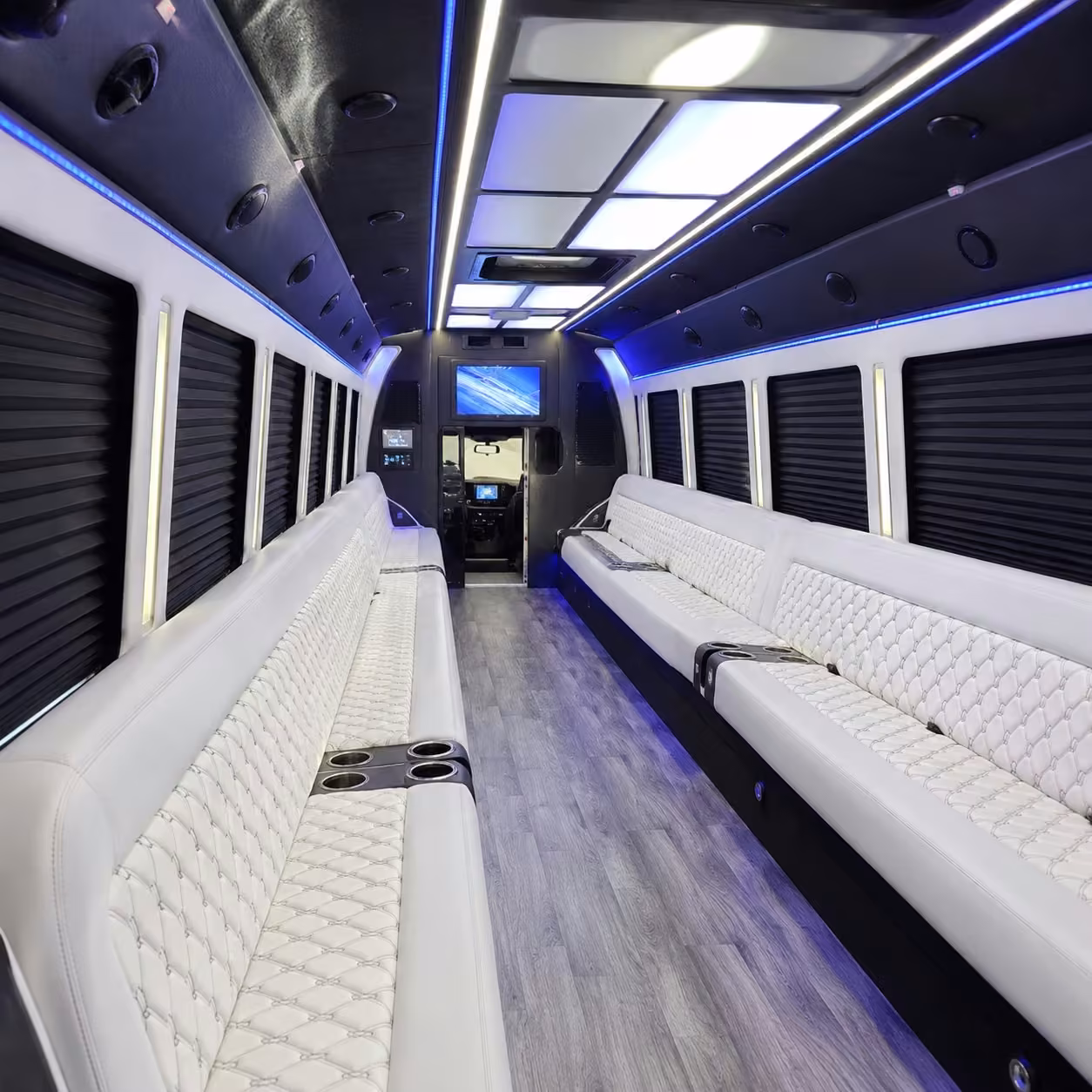 30 passenger party bus inside